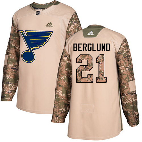 Adidas Blues #21 Patrik Berglund Camo Authentic Veterans Day Stitched NHL Jersey